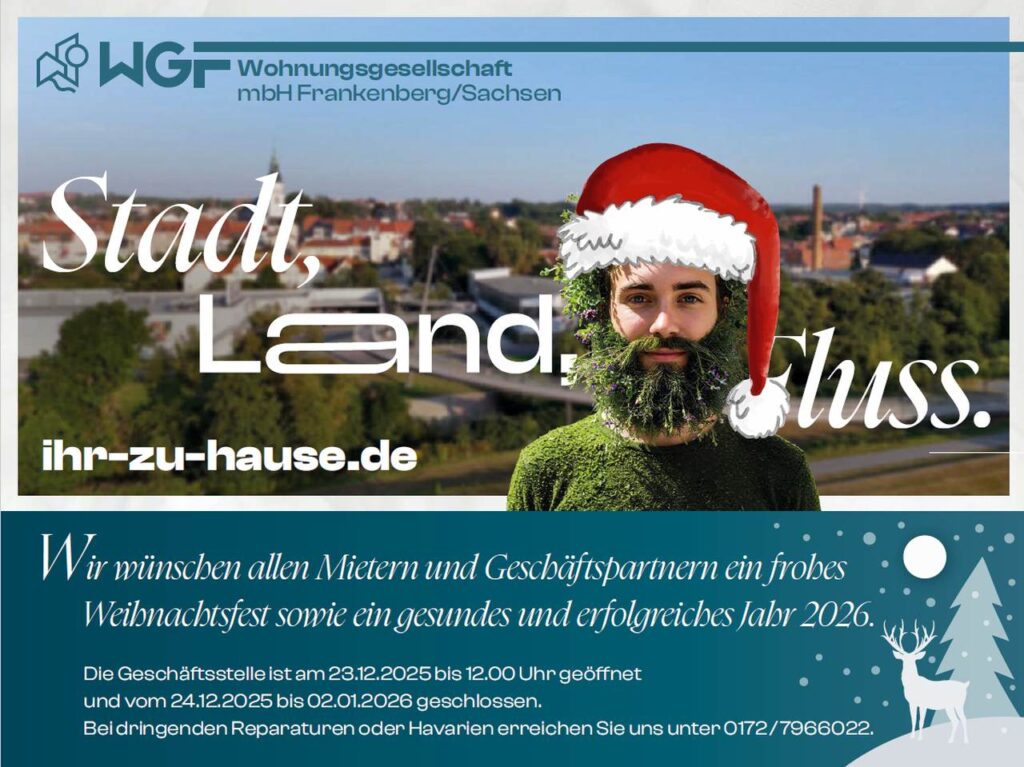 Frohe Weihnachten wünscht Ihre WGF.
